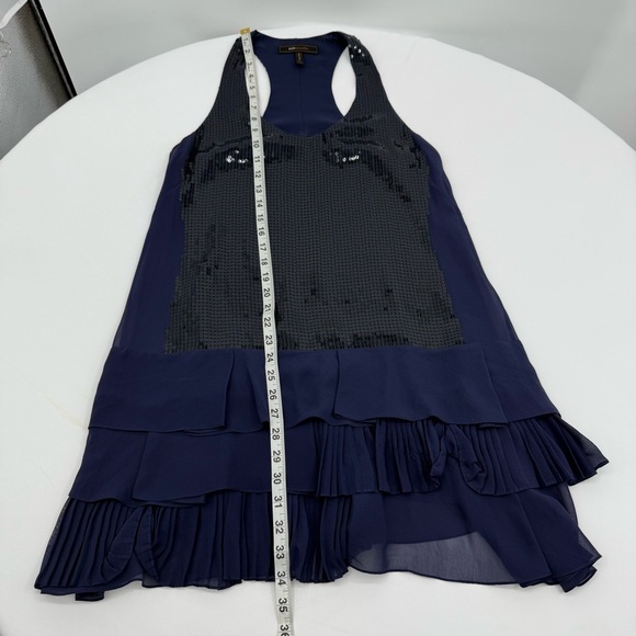 BCBG Max Azria Mini Dress Medium Navy Sequin Sparkle Shimmer Sexy Party - Picture 8 of 9